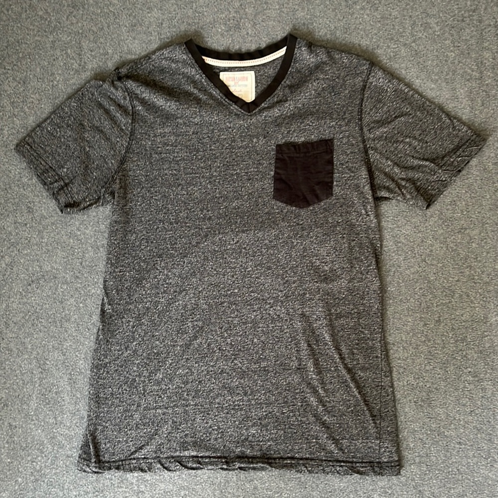 Soft Grey and Black Shirt with Chest Pocket